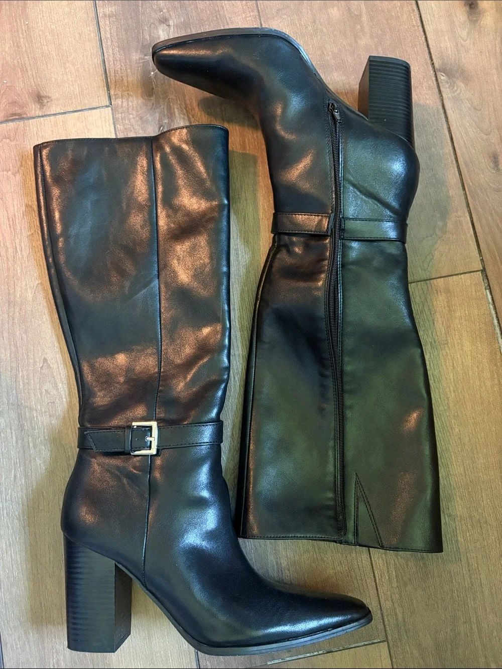 Unisa Black Knee High Block Heel Boots